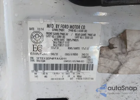 2015 Ford F-150 Xlt from USA, damaged, VIN 1FTEX1EP4FFA12011